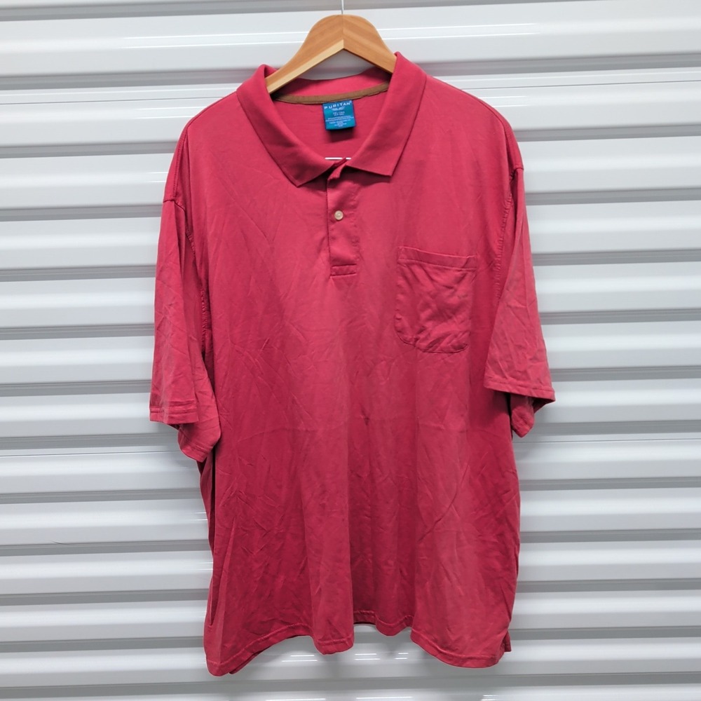 Puritan Polo Shirt Size 3XL Mens Red Short Sleeve Pocket Cotton Blend Jersey — photo 3